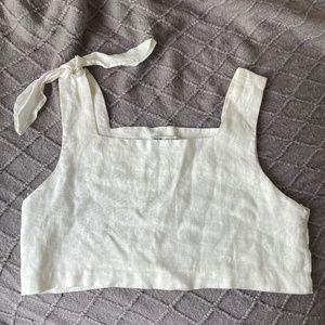 Zara White Linen Crop Top Size XL
